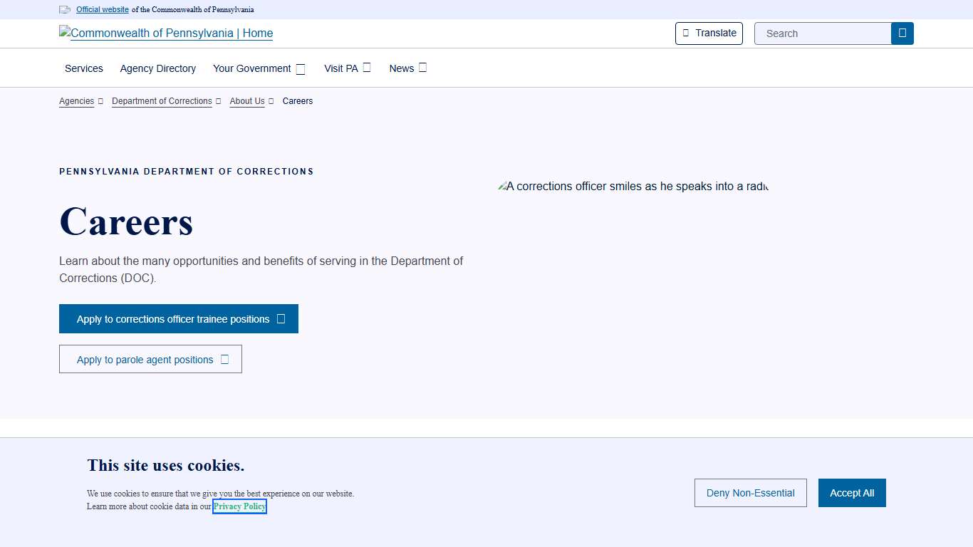Careers Department of Corrections Commonwealth of Pennsylvania